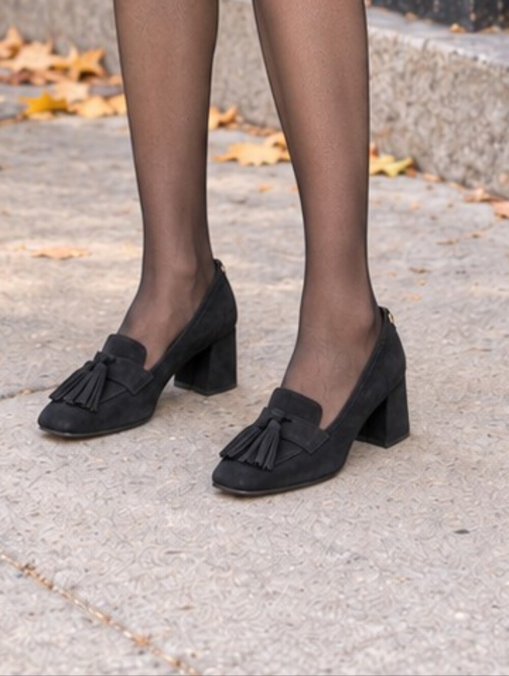 Browns Couture Black Suede Tassel Heeled Loafers Square Toe EU 37
